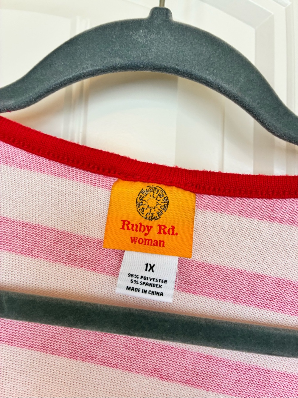 Ruby Rd. Red & Pink Striped Long Sleeve Tee - Picture 5 of 6